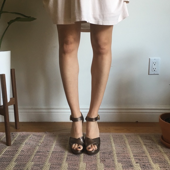 Prada Metallic Platform Sandal Heels Euro 37.5 - Picture 3 of 9